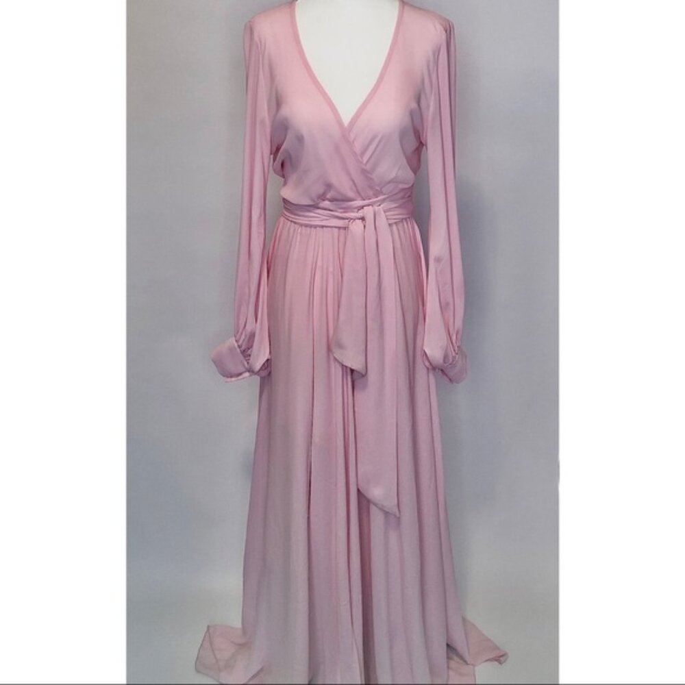 Pink Long Sleeve Maxi Dress